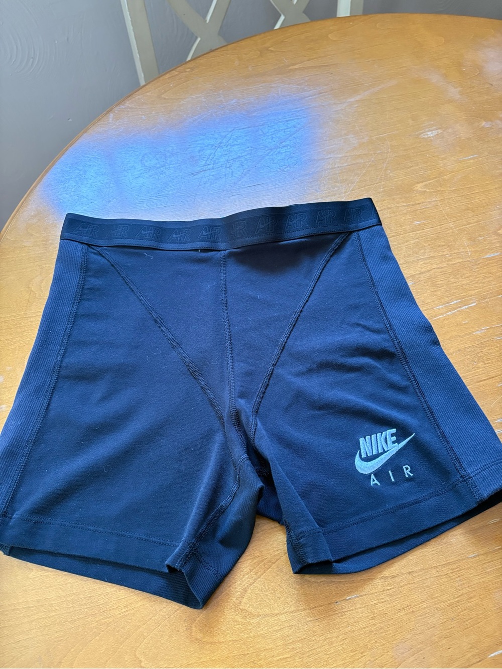 Nike Black Athletic Shorts with Light Blue Nike Air Logo